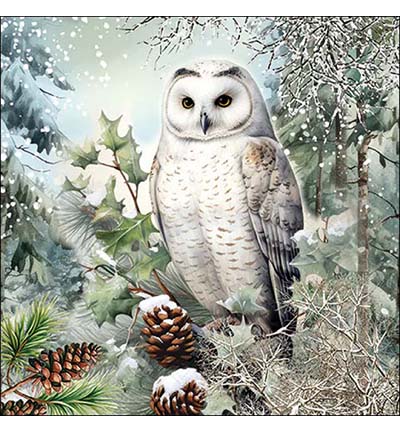 33320010 - Ambiente - Snowy owl - Serviettes – Noël 33320010 - Ambiente - Snowy owl - Serviettes – Noël