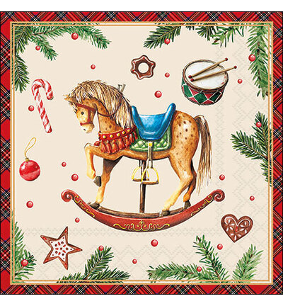 33320043 - Ambiente - Classic rocking horse cream - Serviettes – Noël 33320043 - Ambiente - Classic rocking horse cream - Serviettes – Noël