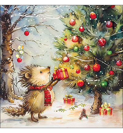 33320105 - Ambiente - Present for hedgehog - Serviettes – Noël