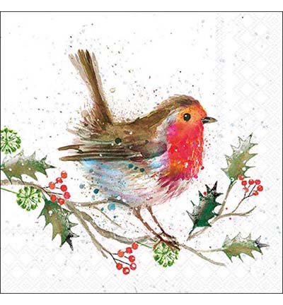 33320115 - Ambiente - Winter robin white - Serviettes – Noël 33320115 - Ambiente - Winter robin white - Serviettes – Noël