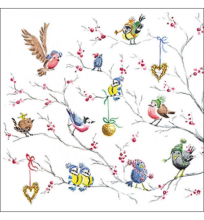 33320165 - Ambiente - Birds in tree - Serviettes – Noël