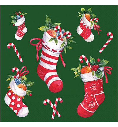 33320201 - Ambiente - X-Mas stockings green - Serviettes – Noël 33320201 - Ambiente - X-Mas stockings green - Serviettes – Noël
