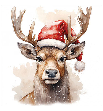 33320280 - Ambiente - Deer with Santa hat white - 
