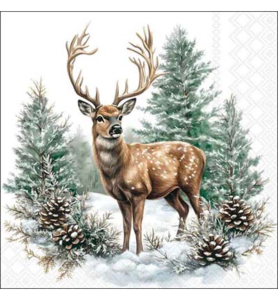 33320990 - Ambiente - Winter stag white - Serviettes – Noël 33320990 - Ambiente - Winter stag white - Serviettes – Noël