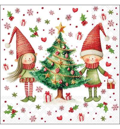 33321075 - Ambiente - Elves by the tree - Serviettes – Noël 33321075 - Ambiente - Elves by the tree - Serviettes – Noël