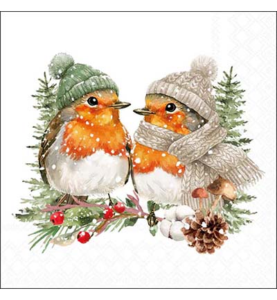 33321345 - Ambiente - Warmly dressed robins - Serviettes – Noël 33321345 - Ambiente - Warmly dressed robins - Serviettes – Noël