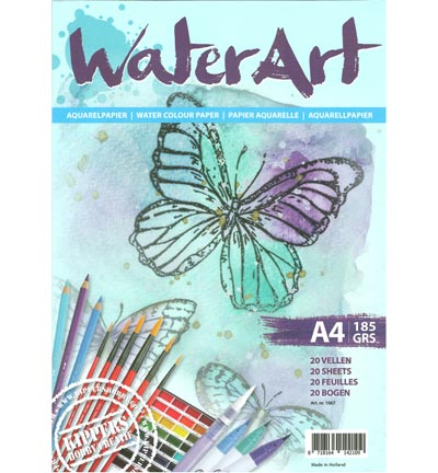 A4/185grs - WaterArt - Aquarel  Papier 20 feuilles - Bloc Aquarelle, WaterArt, 185gr