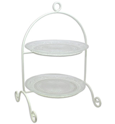 1794-2 -  - 2er Etagere 45x29cm, inklusive 2x Glasteller 25cm - 