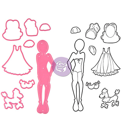 910358 - Prima Marketing - Stamp with Metal Die-Halie - Doll Stamps