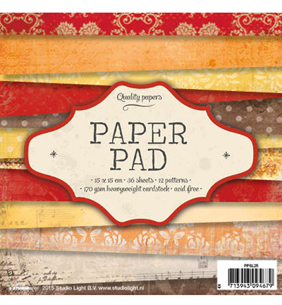 PPSL25 - StudioLight - Bloc 12 motifs nr.25 - Paper Pad 15x15cm
