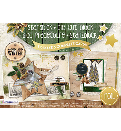 A5STANSBLOKWW07 - StudioLight - Woodland Winter with foil nr.07 - Bloc prédécoupé A5