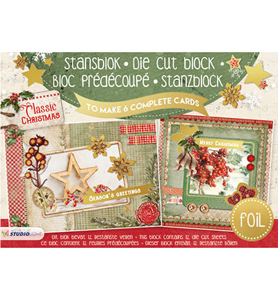 A5STANSBLOKSL11 - StudioLight - Classic Christmas with foil nr.11 - Bloc prédécoupé A5