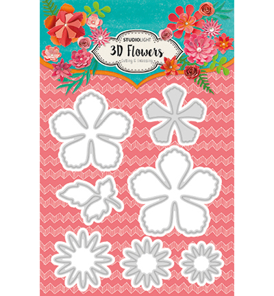 STENCILSL94 - StudioLight - Embossing Die Cut Stencil 3D Flowers nr.94 - 