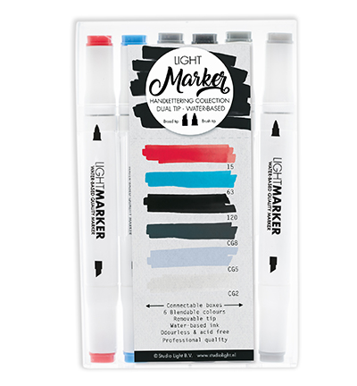 MARKER13 - StudioLight - Connectable Box Water Based Dual Tip Markers, Handlettering - Jenine's Light Marker sets