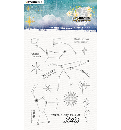 SL-MFL-STAMP135 - StudioLight - SL Clear Stamp Sky full of stars Moon Flower Collection nr.135 - Ciel, paysage, horizon