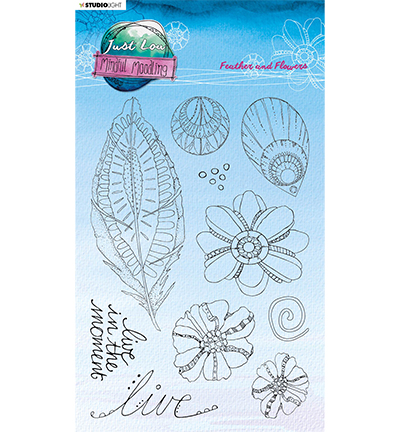 JL-MM-STAMP188 - Just Lou - Feather and flowers Mindful Moodling nr.188 - 