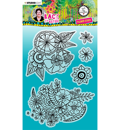 ABM-BTN-STAMP146 - Art by Marlene - Flower Stack Back To Nature nr.146 - Tampons Art by Marlene
