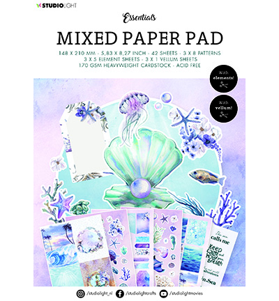 SL-ES-MPP24 - StudioLight - Mixed Paper Pad Underwater World Essentials nr.24 - Mixed Paper Pad