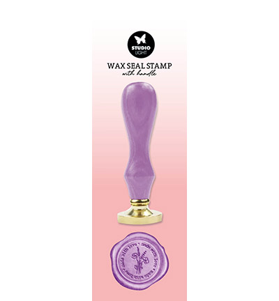 SL-ES-WAX08 - StudioLight - Wax Stamp with handle Purple Made with love Essentials Tools nr.08 - Wax Stamp with handle
