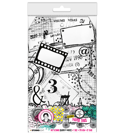 ABM-SI-TAG01 - Art by Marlene - Paper Tags Black and white prints Signature Collection nr.01 - Paper Tags