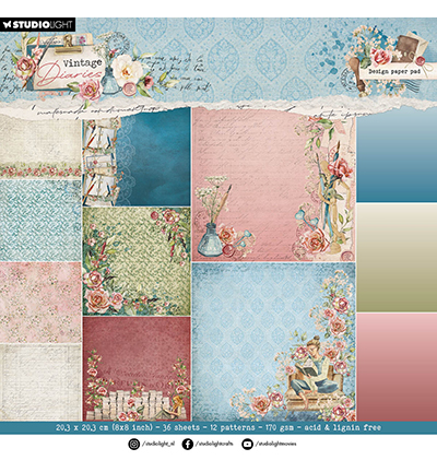 SL-VD-DPP177 - StudioLight - Paper Pad Backgroundpaper Vintage Diaries nr.177 - Paper Pad Blocks