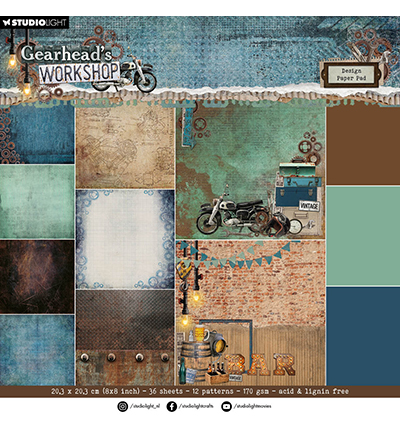 SL-GW-DPP186 - StudioLight - Paper Pad Backgrounds Gearhead's Workshop nr.186 - Paper Pad Blocks