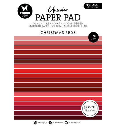 SL-ES-UPP205 - StudioLight - Paper Pad Christmas reds Essentials nr.205 - Paper Pad Unicolor