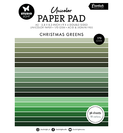 SL-ES-UPP206 - StudioLight - Paper Pad Christmas greens Essentials nr.206 - Paper Pad Unicolor