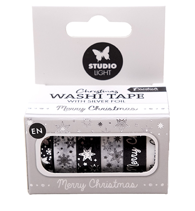 SL-ES-WASH23 - StudioLight - Washi tape Black/white - EN - Silver Essentials nr.23 - Washi