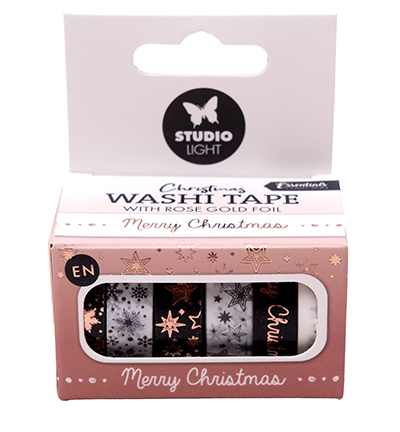 SL-ES-WASH24 - StudioLight - Washi tape Black/white - EN - Rose gold Essentials nr.24 - Washi