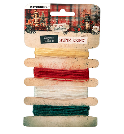 JMA-FN-RIB15 - Jenine's - Organza (5mm) & hemp cord Festive Nostalgia nr.15 - Ribbon and Cord