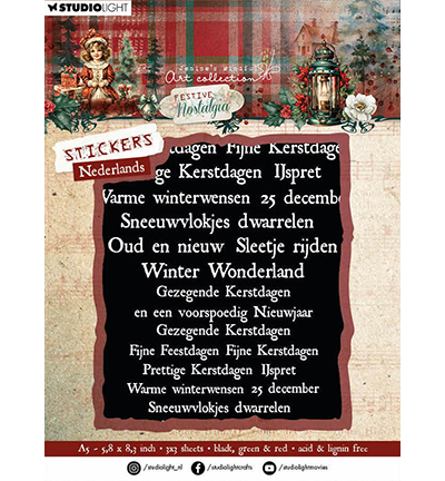 JMA-FN-STIC24 - Jenine's - Black, red & green - Dutch Festive Nostalgia nr.24 - Sticker Sheets