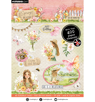 SL-SM-DCPP268 - StudioLight - Paper Pad Paper Elements Spring Meadow nr.268 - Die-Cut Paper Pad