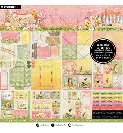 SL-SM-MPP269 - StudioLight - Mixed Paper Pad Envelops, Cards Spring Meadow nr.269 - Mixed Paper Pad