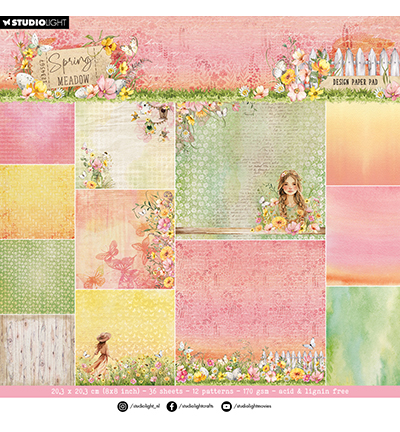 SL-SM-DPP270 - StudioLight - Paper Pad Backgroundpaper Spring Meadow nr.270 - Designer Paper Pad