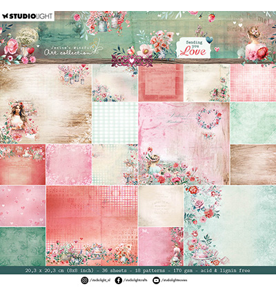 JMA-SYL-DPP289 - Jenine's - Paper Pad Backgrounds Sending You Love nr.289 - Designer Paper Pad