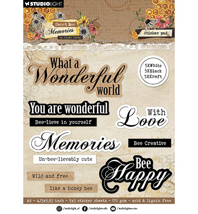 HE-SB-STIC35 - Hazel Eaton - Sticker Paper Pad Sentiments Sweet Bee Memories nr.35 - Sticker Pads