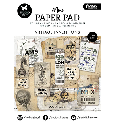 SL-ES-DPP302 - StudioLight - Mini Paper Pad Vintage Inventions Essentials nr.302 - Paper Pad Mini SL-ES-DPP302 - StudioLight - Mini Paper Pad Vintage Inventions Essentials nr.302 - Paper Pad Mini