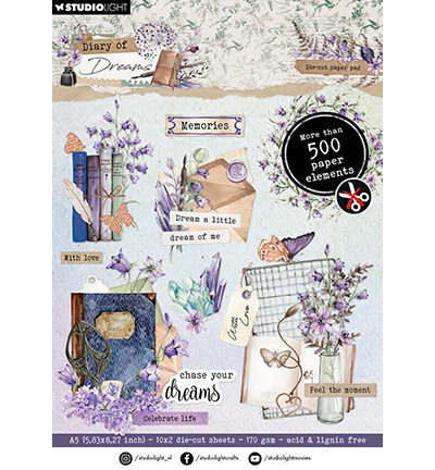SL-DD-DCPP294 - StudioLight - Paper Pad Paper Elements Diary of Dreams nr.294 - Die-Cut Paper Pad