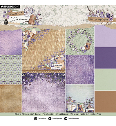 SL-DD-DPP295 - StudioLight - Paper Pad Background Diary of Dreams nr.295 - Design Paper Pad