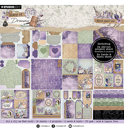 SL-DD-MPP296 - StudioLight - Mixed Paper Pad Envelopes Diary of Dreams nr.296 - Mixed Paper Pad