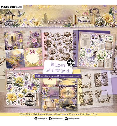 JMA-GB-MPP322 - Jenine's - Mixed Paper Pad Vellum, unicolor & elements Growing & Blooming nr.322 - Mixed Paper Pad 