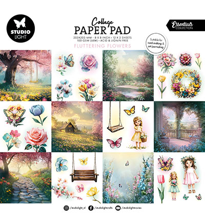 SL-ES-CPP375 - StudioLight - Collage Paper Pad Fluttering Flowers Essentials nr.375 - Collage Paper Pad