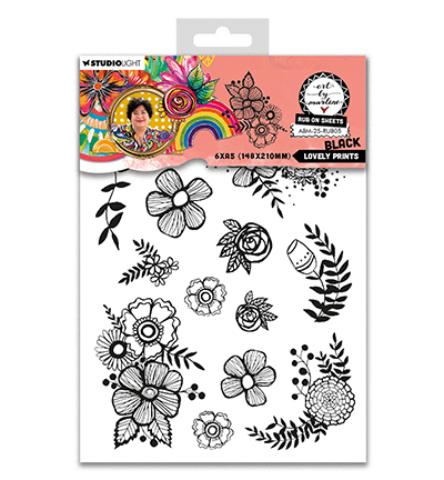ABM-25-RUB05 - Art by Marlene - Lovely prints, BLACK Art by Marlene nr.05 - Rub on Stickers
