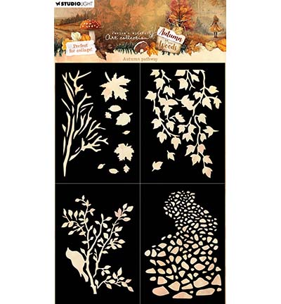 JMA-AW-MASK371 - Jenine's - Autumn Pathway, 4 masks Autumn In The Woods nr. 371 - 