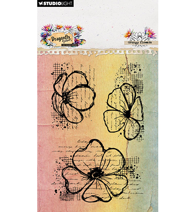 HE-DD-STAMP908 - Hazel Eaton - Grungy flowers Dragonfly Dreams nr. 908 - Fleurs