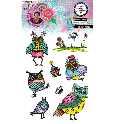 ABM-26-STAMP923 - Art by Marlene - An owl party Art by Marlene nr. 923 - 