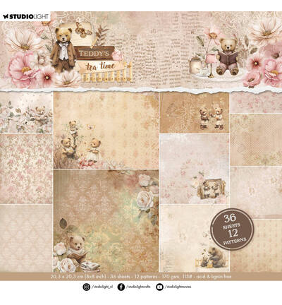 SL-TTT-DPP422 - StudioLight - 12 patterns Teddy's Tea Time nr. 422 - 