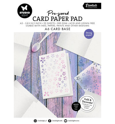 SL-ES-PP444 - StudioLight - Card Paper Pad pre-scored white cards Essentials nr. 444 - 
