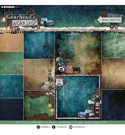 SL-GW-DPP470 - StudioLight - Background paper pad Gearhead's Workshop - 36 sheets nr. 470 - 